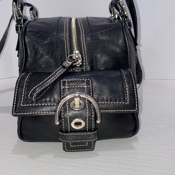 Coach Soho MIA Black Leather Satchel Purse Shoulder Bag With Side Pockets - Picture 5 of 15